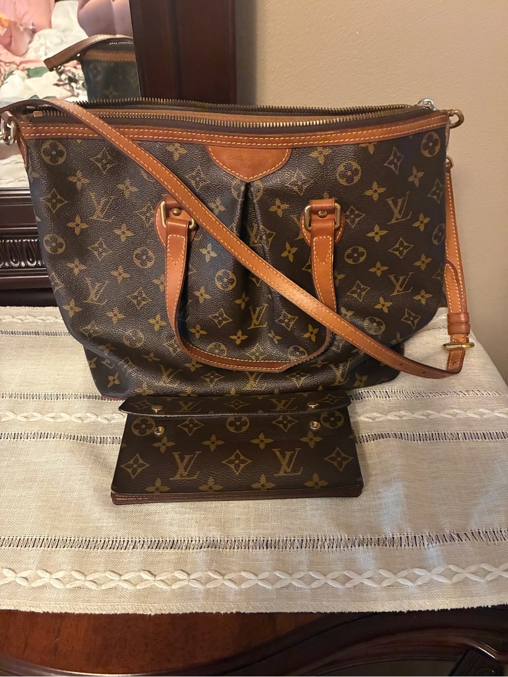 Louis Vuitton Monogram Canvas Shoulder Bag with wallet